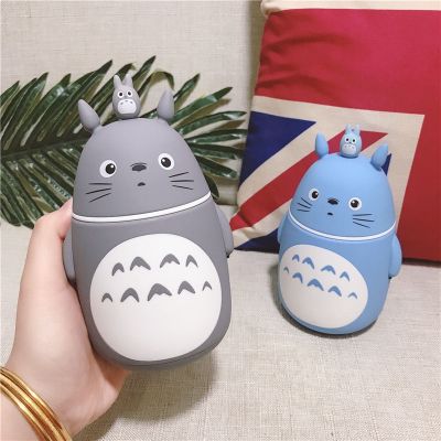【High-end cups】300มิลลิลิตรสร้างสรรค์น่ารัก Totoro ขวดน้ำแก้วคู่ทนความร้อนดื่มการ์ตูนสไตล์ถ้วยแก้วป้องกันการรั่วขวดนักเรียน