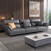 GAZZSI Leather Sofa Italian Minimalist, First Layer Cowhide Simple Light Luxury Modern Living Room Nordic Chaise Leather Sofa Furniture