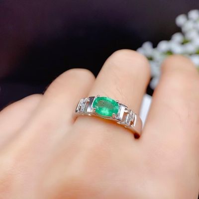 Limited Sale Natural Emerald Ring Real 925 Silver 5x7mm Size Precious Gemstone Good gift Birthstone Supply Test