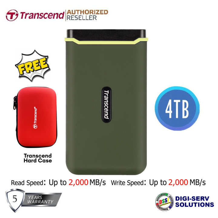 Transcend 4TB ESD380C USB 3.2 Gen 2x2 Portable SSD (Military Green