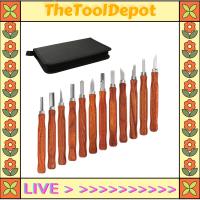 TheToolDepot ชุดเครื่องมือแกะสลักไม้เหล็กกล้าคาร์บอน SK2 12ชิ้นด้ามไม้มือดำเนินการสิ่วแกะสลักเครื่องมืองานฝีมือการสร้างแบบจำลองแกะสลักชุดกล่องเครื่องมือชุดเครื่องมือปั้นงานฝีมือพร้อมกระเป๋าผ้าใบแบบพกพา