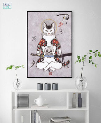 Splsll ภาพวาดมือแมวสัตว์การ์ตูนน่ารักนินจาภาพติดผนัง A4ภาพพิมพ์ผ้าใบศิลปะภาพวาดและโปสเตอร์สำหรับห้องนอนไร้กรอบ Heyuan ในอนาคต