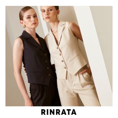 RINRATA - Rowan Top waistcoat เสื้อกั๊ก แขนกุด คอปก สีเบจ ครีม กระดุมหน้า ตัวสั้น เสื้อสูทแขนกุด เสื้อทำงาน เสื้อใส่เที่ยว ชุดทำงาน