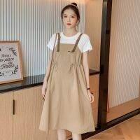 Good quality 1-9 month maternity dress fate two pieces Dress Strap skirt Free waist pregnancy dresses for third trimester