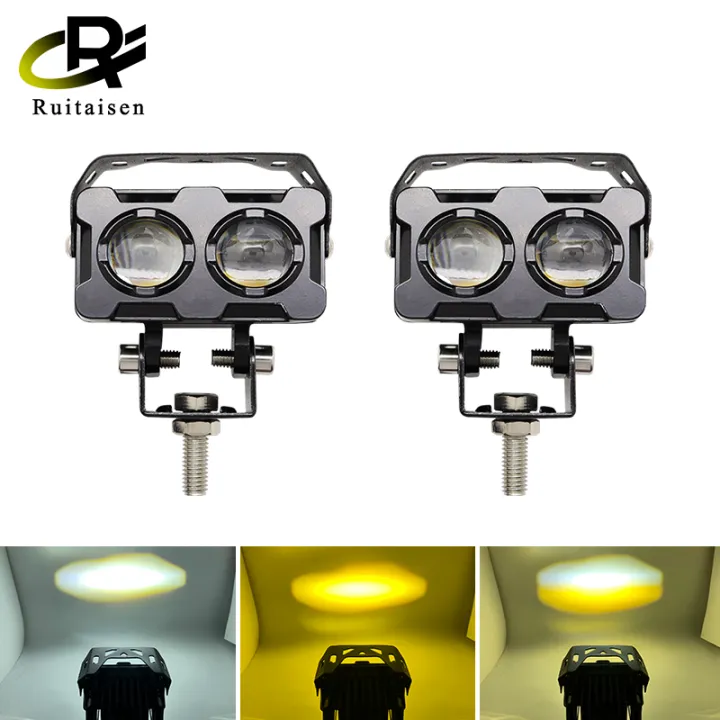 Dual color led projector lens Motorcycle Spotlight Double lenses LED ...