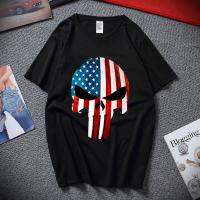 American Flag Tshirt Punisher Skull T Shirt 100 Cotton Funny Tee Mens Clothing