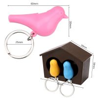 Wall Mounted Keyholder Hanger Couple Keychain Creative Double Bird Nest Sparrow House Key Organizer Bird Whistle Storage Rack Picture Hangers Hooks