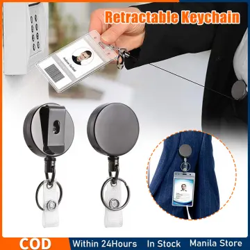 Heavy Duty Retractable Badge Holder Reel, Metal ID Badge Holder With Clip  Key Ring For Name Card Keychain