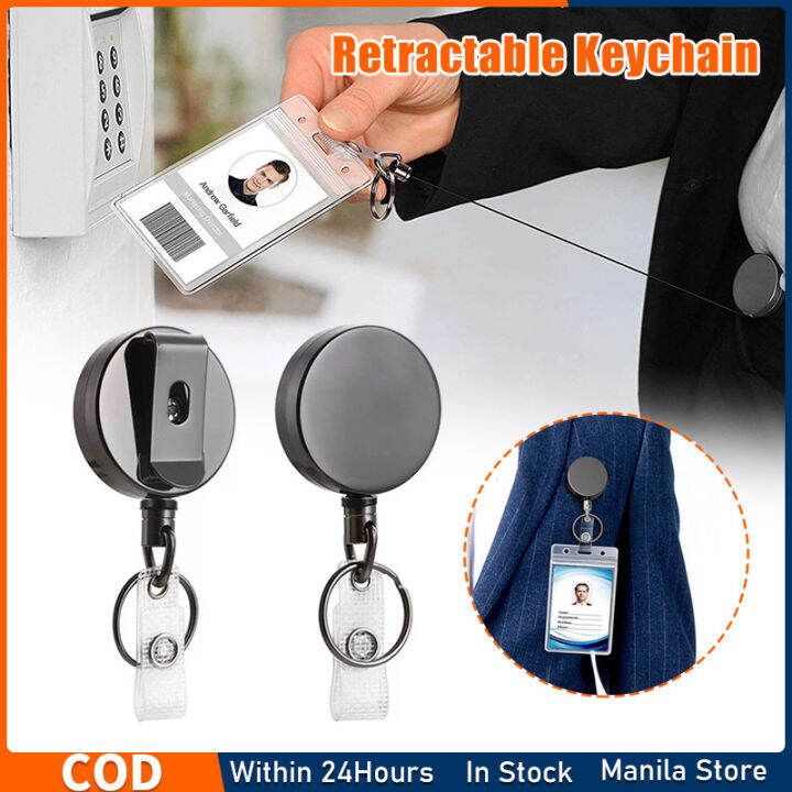 Retractable Badge Holder Reel Metal ID Badge Holder with Belt Clip Key