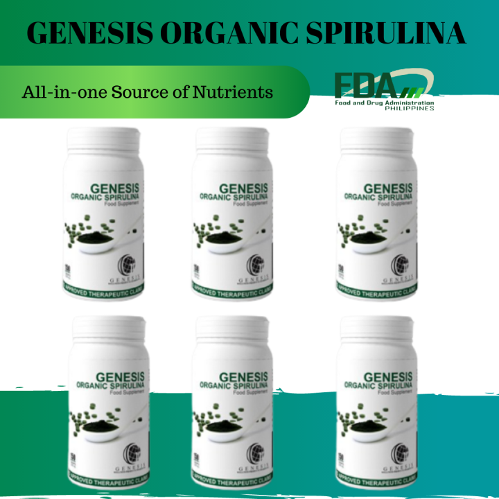 (6 Bottles) Genesis Spirulina 250mg / 150 Tablets / 37.5 Grams with