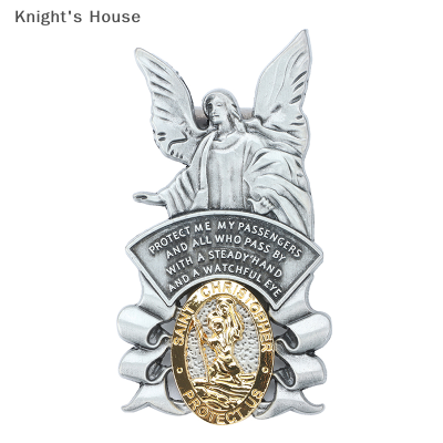 Knights House ที่บังแดดรถยนต์แบบหนีบหมวกเทวดาผู้พิทักษ์เหรียญนักบุญคริสโตเฟอร์