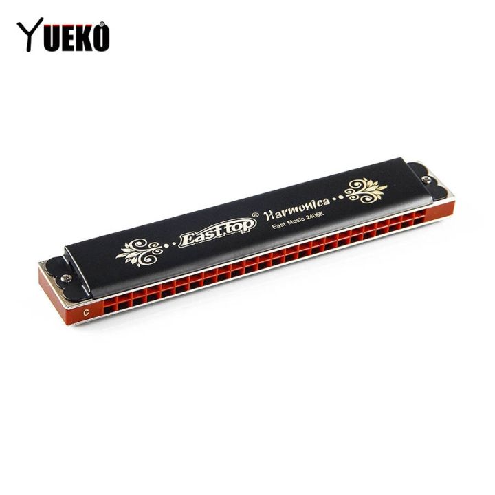 new-tremolo-t2406k-24-holes-harmonica-tremolo-harmonica-mouth-organ-black-paint-polyphonic-harmonica