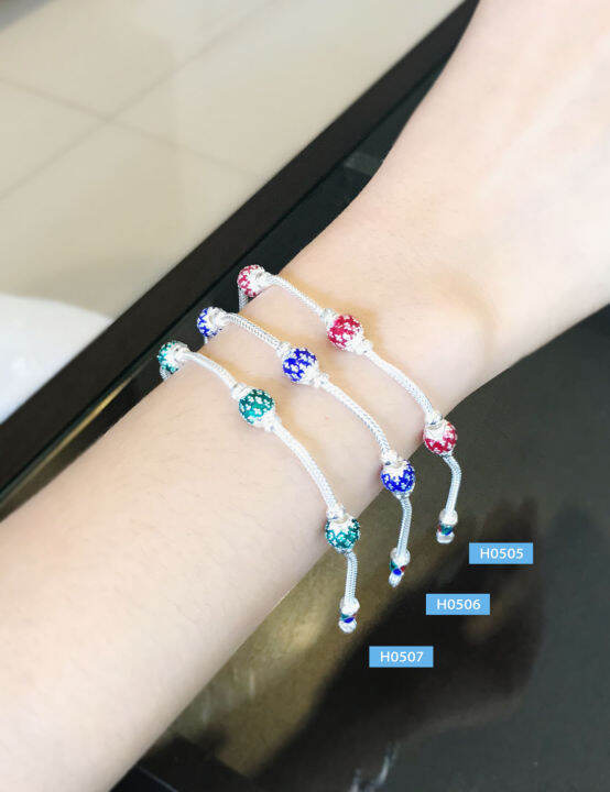 สร้อยข้อมือเงินแท้92-5-ลายสี่เสาลงยา-หนัก-2-สลึงตัน-งานไทย-h0507