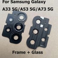 เดิมกลับกล้องกระจกเลนส์ + ผู้ถือกรอบสําหรับ Samsung Galaxy A33 A53 A73 5G เลนส์กระจกหลังหลัก A736B A536B A336B