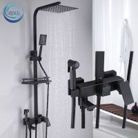 OXG Black/Chrome Brass Shower Faucets Bathroom Shower Mixer Faucet Shower System Rainfall Shower Set Shower Spray For Bathroom Showerheads