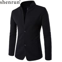 ZZOOI Shenrun Men Blazer Spring Autumn Business Formal Casual Fashion Black Suit Jacket Party Prom Daily Life Stand Collar 2 Buttons