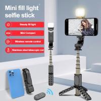 ใหม่ไร้สาย S Elfie ติดขาตั้งกล้องมัลติฟังก์ชั่พับ Monopod ที่มีไฟ Led ระยะไกลชัตเตอร์อุปกรณ์ศัพท์มือถือ