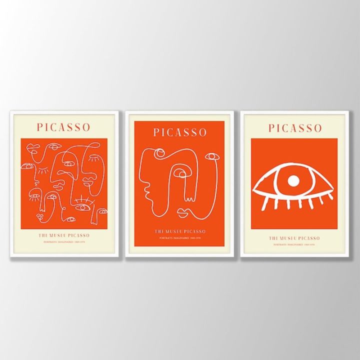สีส้ม-picasso-gallery-wall-art-พิมพ์บทคัดย่อนิทรรศการโปสเตอร์ภาพวาดผ้าใบ-nordic-exhibition-wall-ภาพโมเดิร์น-decor-new