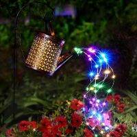 geegostudio 1pc Solar Watering Can With Lights, Hanging Solar Waterfall Lights Waterproof Outdoor Garden Decor For Yard Porch Lawn Backyard Landscape Pathway Patio Outside Gardening Gifts For Mom/Women