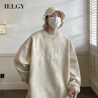 IELGY เสื้อสเวตเตอร์คู่รักชาย,เสื้อสเวตเตอร์หนังกลับย้อนยุคไม่มีฮู้ด