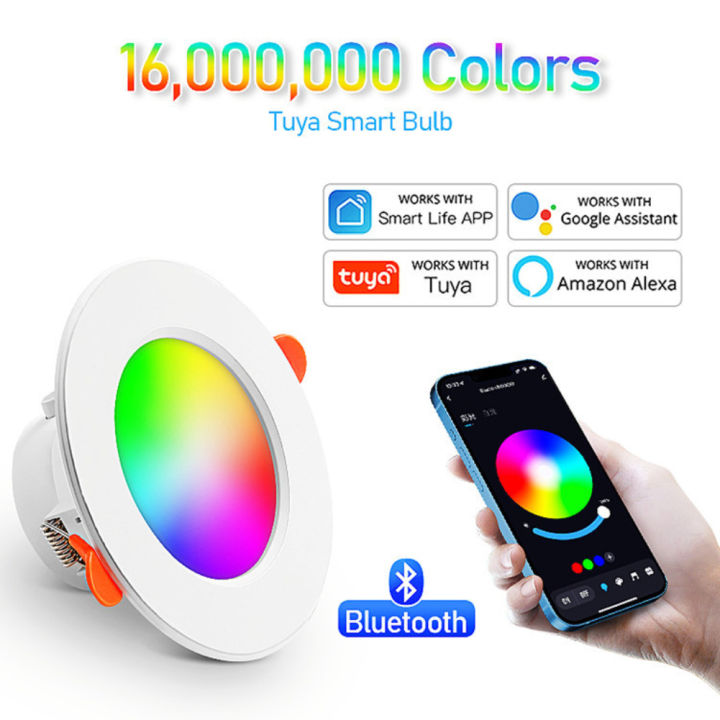 tuya-บลูทูธเข้ากันได้ดาวน์ไลท์ที่มีสีสันจุดหลอดไฟ-led-ปิดภาคเรียนรอบแสงสมาร์ทบ้านโคมไฟ-rgb-หรี่แสงได้ดาวน์ไลท์15วัตต์-rgb-ww-cw-เพดานรอบโคมไฟใช้กับบลูทูธเกตเวย์ขายส่งและขายปลีก-yococo