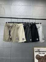 Stone Island Classic Solid Terry Black and White Square Logo Shorts with Simple and Versatile Capris Loose Fit