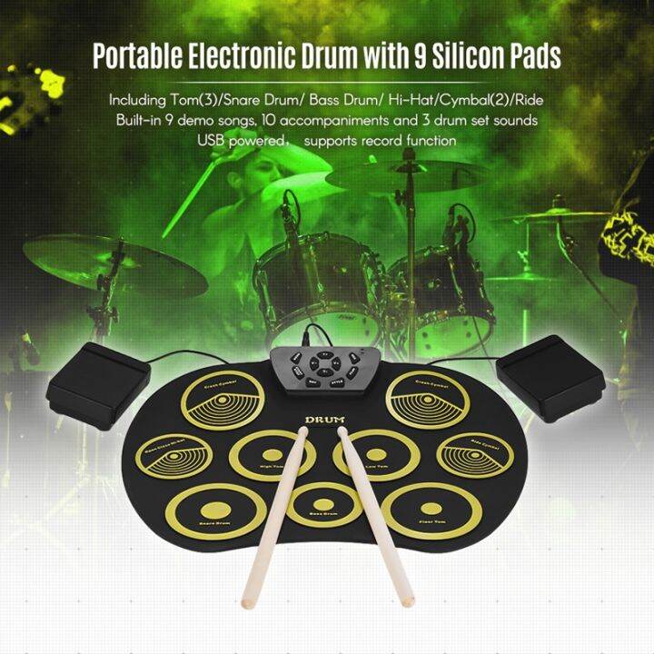 electronic drum pad electricPortable teaching electronic drum pad with sticks and pedals