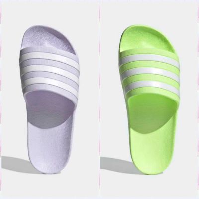 รองเท้าแตะอาดิดาส adidas ADILETTE AQUA สีม่วงอ่อน/สีเขียวเลม่อน ของแท้
