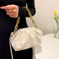 Fashion Handbag Female Stylish Totes Thick Chain Cossbody Bags For Women 2022 Simple Striped Design Womens Shoulder Bag Small