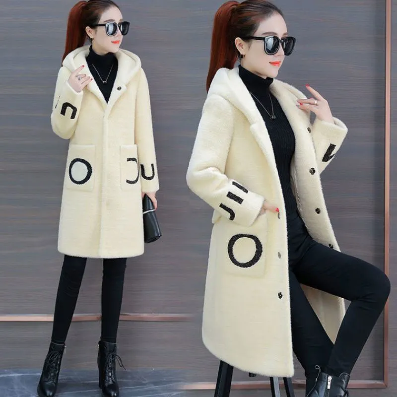 ZhuXia Winter Coat For Women Long Sleeve Hooded Sherpa Faux Fleece