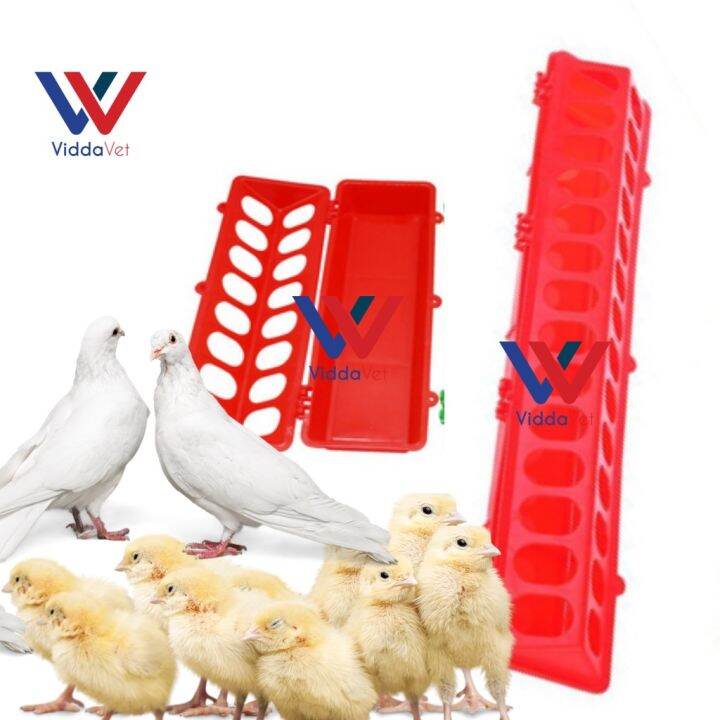 VIDDAVET Flip Top Poultry Feeder Plastic Chicken Feeder No Waste Spill