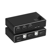 HDMI เข้ากันได้ KVM Switch 4K 60Hz 2พอร์ต USB 2.0 Switcher Adapter 2 In 1 Out สำหรับคอมพิวเตอร์แล็ปท็อปแบ่งปันแป้นพิมพ์เมาส์ตรวจสอบ