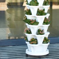 Stackable Vertical Flower Plant Pot Strawberry Planter Indoor/Outdoor Planters for Peppers Flowers and Succulents HANW88