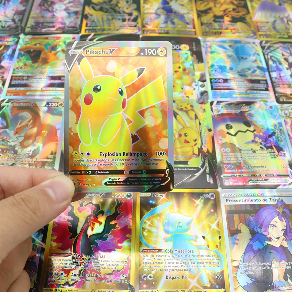 Pokemon Card 10-150pcs Pikachu English Spanish Game Collection Cartas  Pokemon español Vmax GX Metal Pokémon Cards Kids Toy Gift