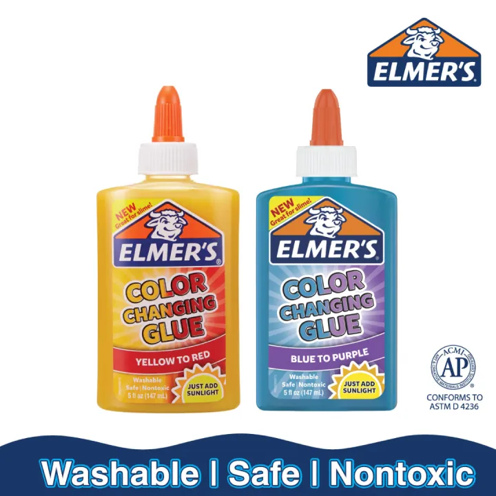 Elmer's Color Changing Glue | Bundle of 2 | Yellow and Blue | Nontoxic ...