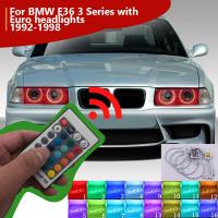 ชุดดวงตานางฟ้า Led Rgb หลากสีสว่างพิเศษพร้อมรีโมท Rf สำหรับ Bmw E36 3 Series พร้อมไฟหน้า1992 1998