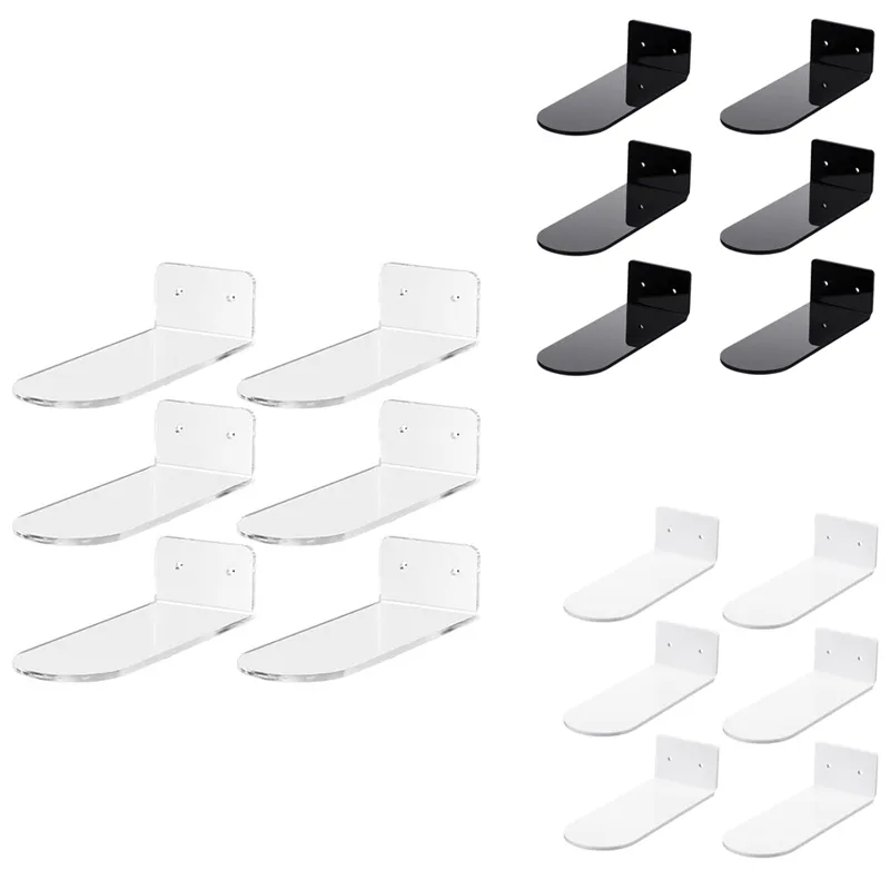 6/12PCS Acrylic Floating Shoe Display Shelves Wall Mounted Clear