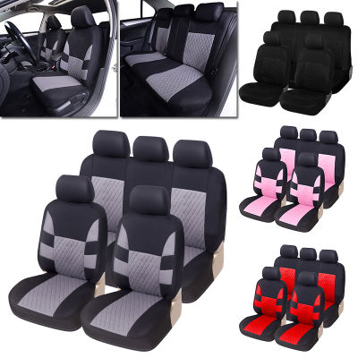 AUTOYOUTH Car Seat Covers Universal Fit Full Set Car Seat Protectors Tire Tracks Car Seat Accessories - 9PCS, BlackGrayRed