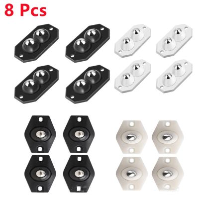 8pcs Wheels for Furniture Self Adhesive Furniture Caster Stainless Steel Roller 360° Rotatable Load-bearing Universal Wheel Furniture Protectors Repla