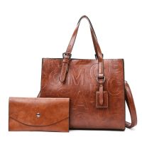 [COD] Cross-border womens bag 2021 new letter portable shoulder embossed large-capacity messenger multi-piece set