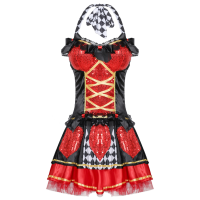 Alice In Wonderland เครื่องแต่งกายผู้หญิงฮาโลวีน Red Queen Of Hearts คอสเพลย์หญิง Elegant Dress