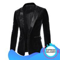 Popular Product LAPEL POCKET EDGING SLIMMING LONG SLEEVE CORDUROY BLAZER (Black)