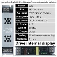 แหล่งจ่ายพลังงาน DC AC200-240V ไฟแถบไฟ LED 12V เครื่องแปลงแสงสว่าง60W 100W 200W 300W 400W ไร้เสียงรบกวน