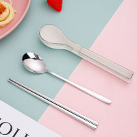 Portable Chinese Food Dinnerware Set Luxury Cutlery Steel Set Quality Tableware 3pcs Chopsticks Spoon Box Dining Dinner Set