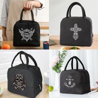 ☌☇♣ Lunch Bag Cooler Tote Portable Insulated Zipper Thermal Canvas Bag Food Picnic Unisex Travel Lunchbox Organizer Bags Skull Print