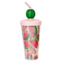 Colorful Fruit Mixing Cup Double Layer Transparent Straw Cup Summer Cold Drink Popular Creative Handy Cup