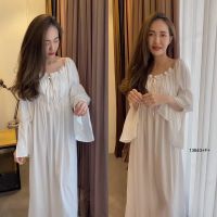 B13643 แม็กซี่เดรสยาวแขนจั้ม 2 ชั้น ผ่าปลายแขน Long maxi dress, double layered sleeves, slit at the cuffs