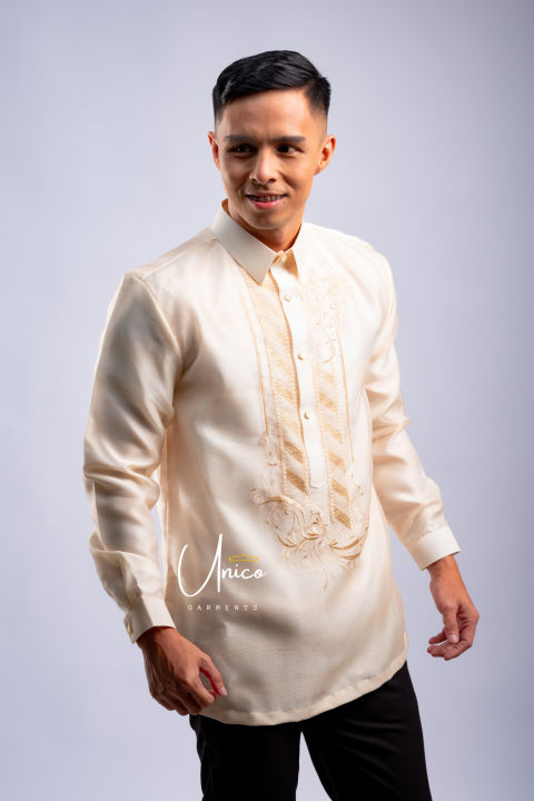 Barong Tagalog for Men Piña Organza with Lining Timeless Cream | Lazada PH