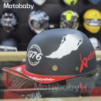 Motobaby สกู๊ตเตอร์เปิดหน้ารถมอเตอร์ไซค์แนววินเทจสำหรับผู้ชายรถจักรยานยนต์หมวกนิรภัยครึ่งผู้ใหญ่หมวกกันน็อกช็อปเปอร์หมวกเบสบอล