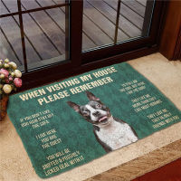 Please Remember Boston Terrier House Rules Custom Doormat Decor Print Car Soft Flannel Non-Slip Doormat for Bedroom Porch